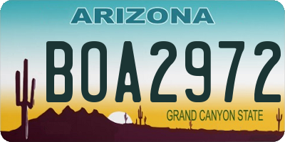AZ license plate BOA2972