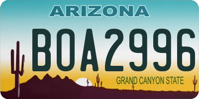 AZ license plate BOA2996