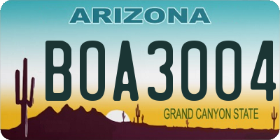 AZ license plate BOA3004