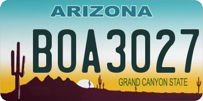 AZ license plate BOA3027