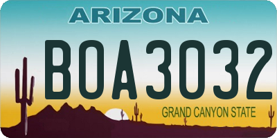 AZ license plate BOA3032