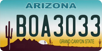 AZ license plate BOA3033