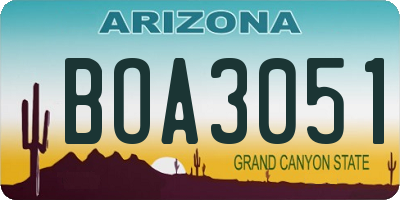 AZ license plate BOA3051