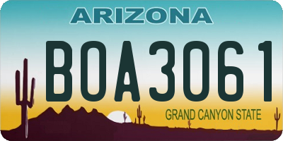 AZ license plate BOA3061