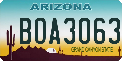 AZ license plate BOA3063