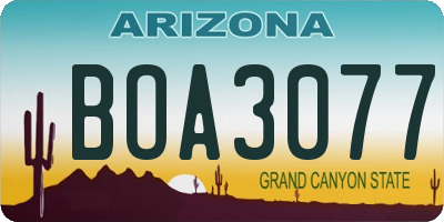 AZ license plate BOA3077