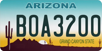AZ license plate BOA3200