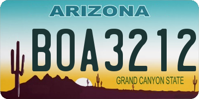 AZ license plate BOA3212