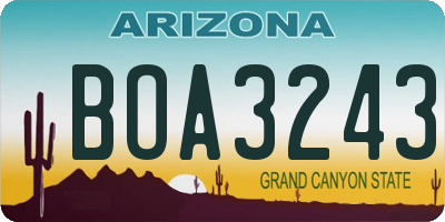 AZ license plate BOA3243