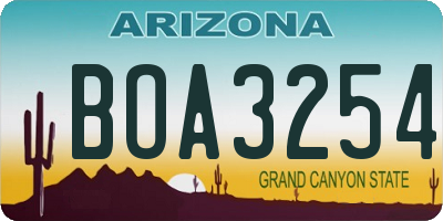 AZ license plate BOA3254