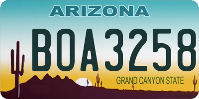 AZ license plate BOA3258