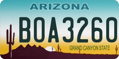 AZ license plate BOA3260
