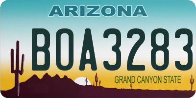 AZ license plate BOA3283
