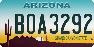 AZ license plate BOA3292