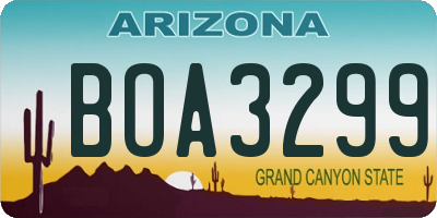 AZ license plate BOA3299