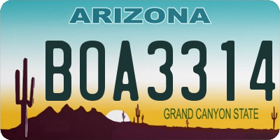 AZ license plate BOA3314