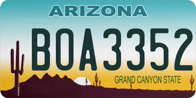 AZ license plate BOA3352