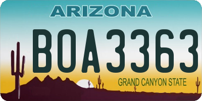 AZ license plate BOA3363