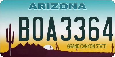 AZ license plate BOA3364