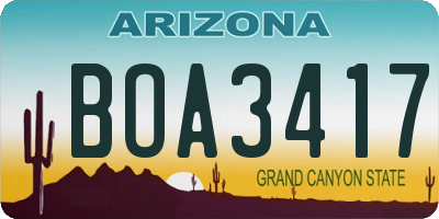 AZ license plate BOA3417