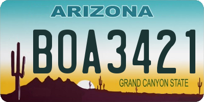 AZ license plate BOA3421