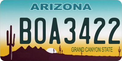 AZ license plate BOA3422