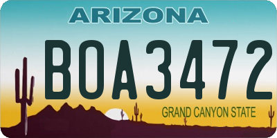 AZ license plate BOA3472