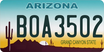 AZ license plate BOA3502