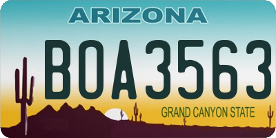 AZ license plate BOA3563