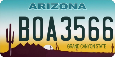 AZ license plate BOA3566