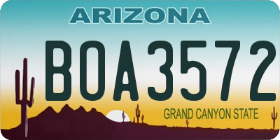 AZ license plate BOA3572
