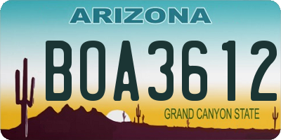 AZ license plate BOA3612