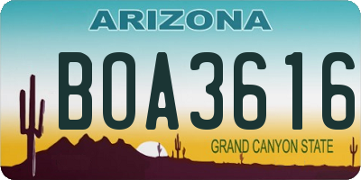 AZ license plate BOA3616