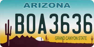 AZ license plate BOA3636