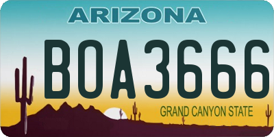 AZ license plate BOA3666