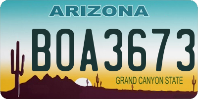 AZ license plate BOA3673