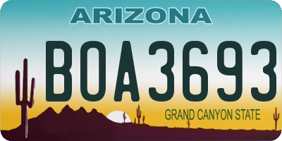 AZ license plate BOA3693