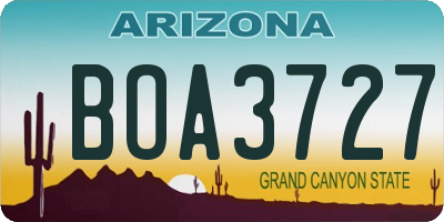 AZ license plate BOA3727