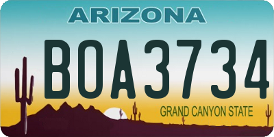 AZ license plate BOA3734