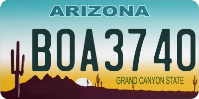 AZ license plate BOA3740