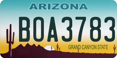 AZ license plate BOA3783