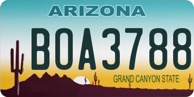 AZ license plate BOA3788
