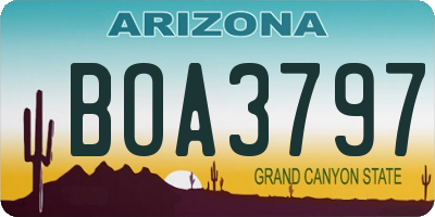 AZ license plate BOA3797