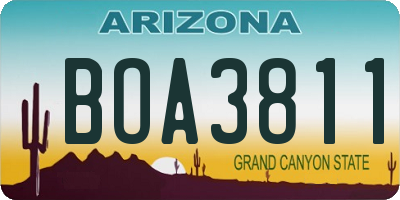 AZ license plate BOA3811