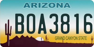 AZ license plate BOA3816