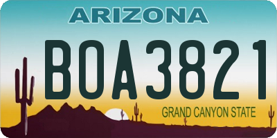 AZ license plate BOA3821