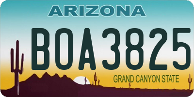 AZ license plate BOA3825