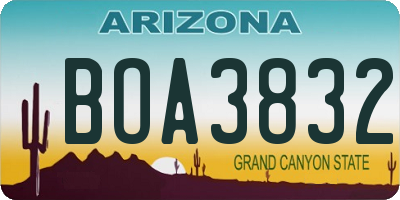 AZ license plate BOA3832