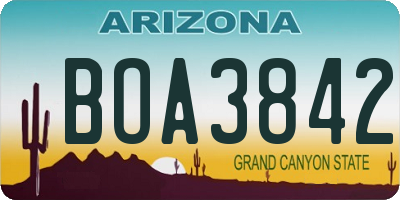 AZ license plate BOA3842