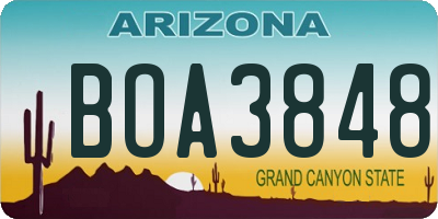 AZ license plate BOA3848